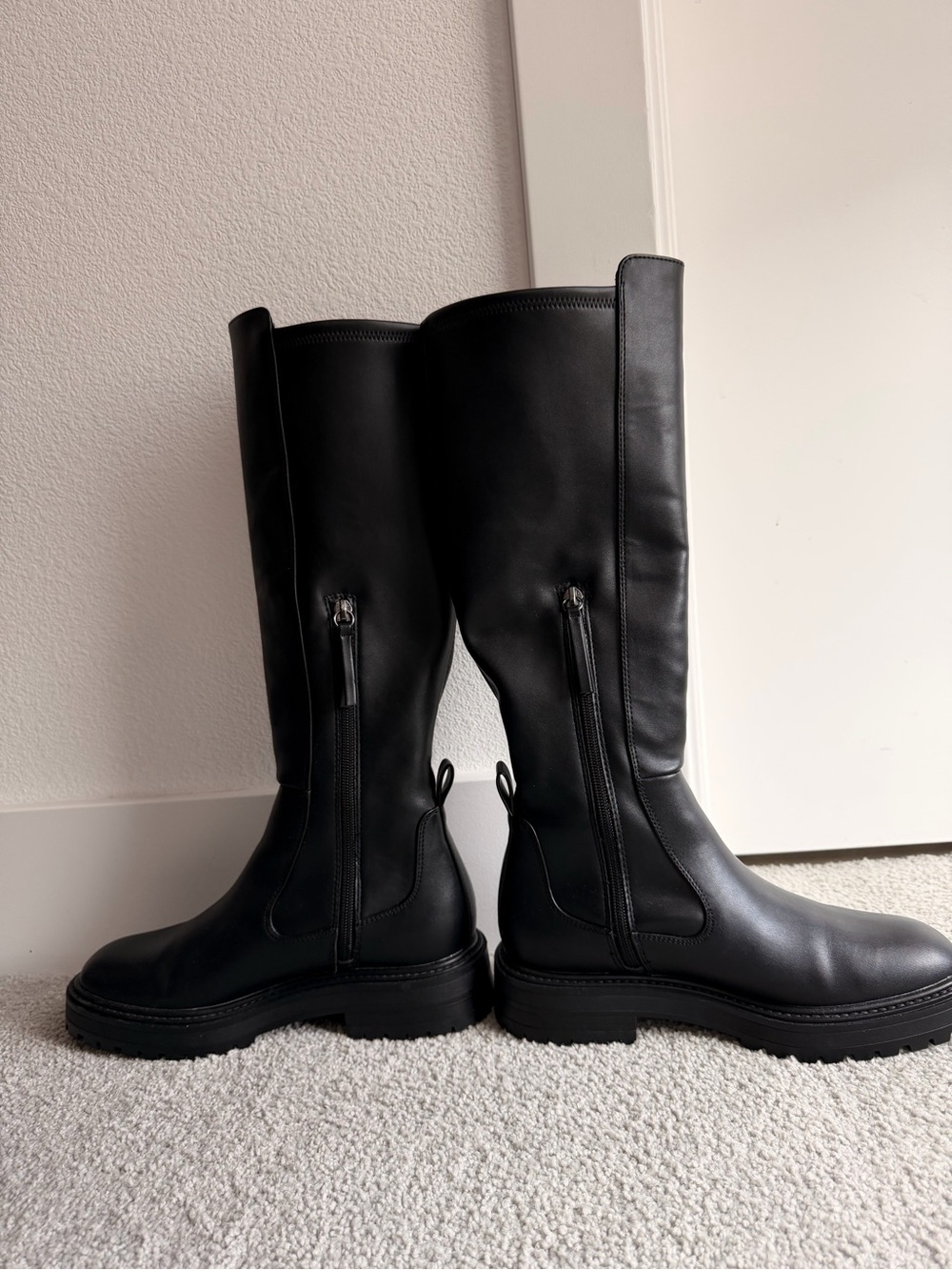 ZARA Black Knee High Lug Sole Boots (EUR 37) - Picture 3 of 7